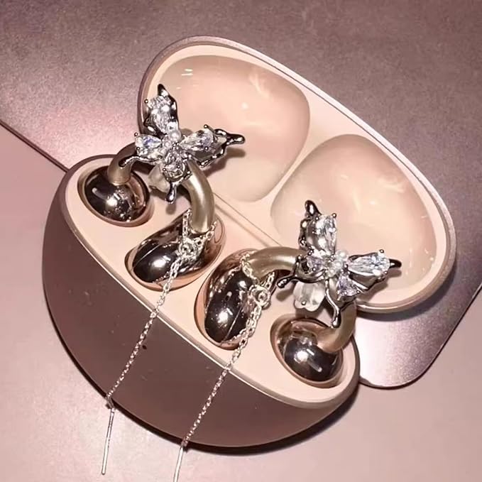 Bow Rhinestone for Clip on Earbuds Open Ear Accessories, Elegant Zirconia Decorative Earphone Accessories, Removable Exquisite DIY Decoration