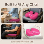 Sleepavo Office Chair Cushion - Seat Cushion for Tailbone Pain Relief - Butt Pillow for Coccyx, Sciatica, and Lower Back Pain - Orthopedic Chair Pad for Lumbar Support in Office Desk (Pink)