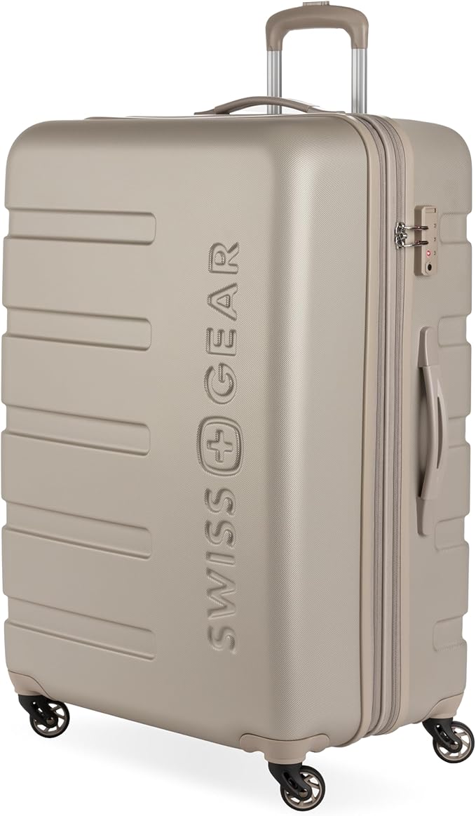 SwissGear 7366 Signature Hardside Expandable Luggage with Spinner Wheels, TSA Lock, Sand, Checked-Large 27-Inch