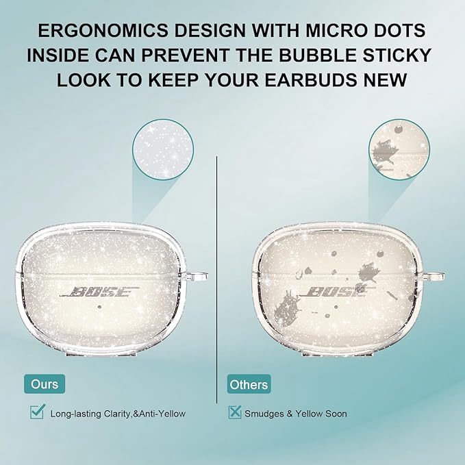 Aircawin for Bose Ultra Open Earbuds Case Glitter,Cute Sparkle Bling for Bose Ultra Open Case Cover 2024,Soft TPU Cover for Bose Open Ear Earbuds Accessories with Carabiner and Cleaning Pen-Glitter