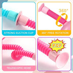 XONTEUS 4 Pcs Pop Tubes Giraffe Travel Airplane Road Trip Car Activities Essential ,Telescopic Suction Cup Sensory Fidget Toys,Screen-Free Activity for Boy & Girl , Stocking Stuffers for Kids