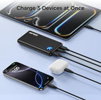 Portable Charger 10000mAh Ultra Slim Power Bank Lightweight Pocket-Sized Design 15W Output for iPhone 16/15/14 Samsung Galaxy Android Devices Travel Essentials（Black）