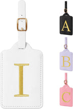 Personalized Initial Luggage Tags for Suitcase TSA Approved, White Leather Cute Luggage Tag with Privacy Cover Name Card, Embroidered Custom Luggage Tags Travel Baggage Tags Gifts for Women Kids(I)