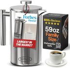 SterlingPro Stainless Steel French Press Coffee Maker 1.75 L (59 oz) Mirror – Double Walled Insulated Extra Large French Press, Durable Design Keeps Drinks Hot, Easy to Use and Clean for Rich Flavor