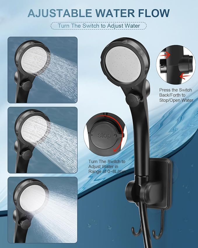 AUTOPkio Portable Camping Shower, Upgraded Outdoor Shower with 6000mAh Rechargeable Battery Pump & Digital Display for Hiking, Travel, Car, Pet Bath, Watering, Emergency