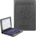 Passport Holder Cover Wallet Case RFID Blocking Leather Card Slot Travel Accessories Documents Organizer Protector for Women Men, Dark Gray