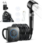Portable Shower for Camping, Filtered Camping Shower, IPX8 Waterproof，6000mAh Rechargeable Outdoor Camp Shower Pump with LED Display, 4 Spray Modes for Hiking, Travel, Pet