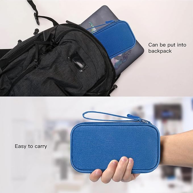 CAAORDKSO Cord Organizer Travel Cable Organizer Bag Tech Electronic Organizer Travel Case, Electronic Accessories Pouch Bag for Cable, USB, Cord, Charger, Phone, Power Bank, Earphone (Blue, Medium)