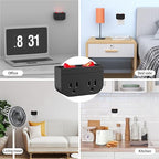 3Pack - POWAWINI Grounded Outlet with Double On Off Switch, Two Port Electrical Outlet Plug Switch, Wall Tap Adapter with Daul Red Indicator, 1875W,15A, ETL Listed (Black)