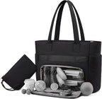 LOVEVOOK Tote Bag for Women, Puffer Work Travel Handbag with Zipper for Teacher Nurse, Quilted Cute Laptop Shoulder Gym Bag