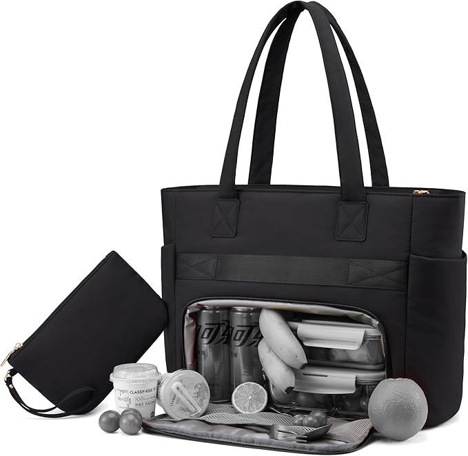 LOVEVOOK Tote Bag for Women, Puffer Work Travel Handbag with Zipper for Teacher Nurse, Quilted Cute Laptop Shoulder Gym Bag