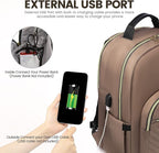 LOVEVOOK Laptop Backpack for Women 17.3 inch,Cute Womens Travel Backpack Purse,Professional Laptop Computer Bag,Waterproof Work Business College Teacher Bags Carry on Backpack with USB Port,Brown