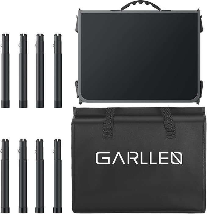 GARLLEN Folding Camping Table Max 27.5", 3-Height Adjustable Portable Camping Table with Carrying Bag, Lightweight Aluminum Folding Picnic Tables for BBQ, Travel, Outdoor, 34.2" L x 15.7" W