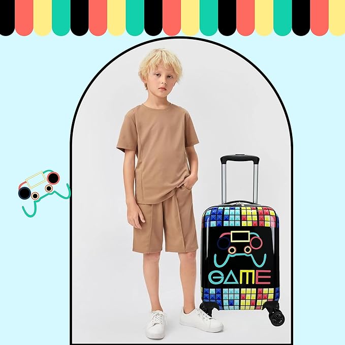 Kid’s Luggage Set 2 Piece Suitcase Set 16’’ Hardside Luggage with Spinner Wheels Girls Boys Carry on Luggage Travel Rolling Luggage Airline Approved