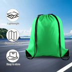 PLULON 15 Pcs Green Drawstring Bags Drawstring Backpack Bulk, String Backpack Cinch Sack Sport Gym Bags for Yoga Traveling Outdoor Sports