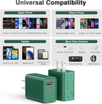 2Pack 20W Type C Charger, Dual Port USB C Wall Plug 20W PD & QC3.0 USB A Fast Charging Block for iPhone, Samsung Galaxy, Google Pixel, Motorola, Oneplus Kindle Cargador Cube Brick Box, Green