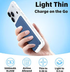 3-in-1 5000mAh for Magsafe Power Bank Thin Slim 22.5W Fast Charging Type C Magnetic Battery Pack Powerbank for Travel, Mini Wireless Portable Charger for iPhone 17 16 15 14 13 Watch Android Matte Blue