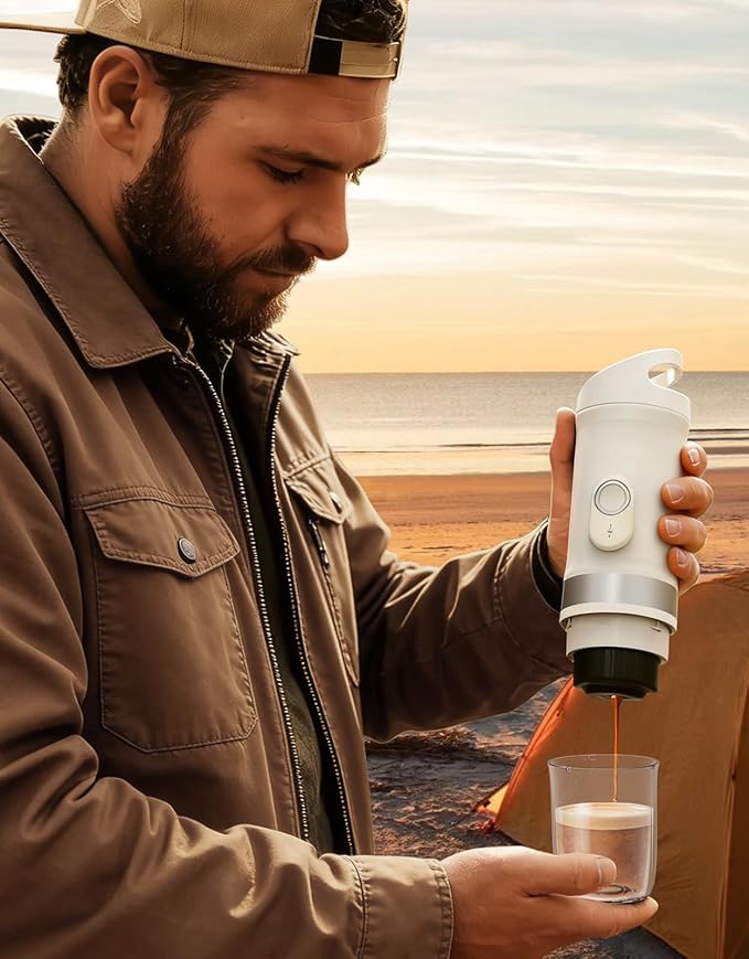 Portable Electric Espresso Machine, 3 IN 1 Self-Heating Travel Coffee Maker for Ground Coffee, NS Capsule&DG Capsule, 20 Bar Portable Coffee Maker with 9600mAh Battery for RV, Hiking, Office, Camp