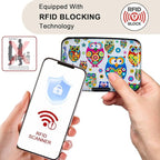 ELFISH Mini RFID Aluminum Wallet Credit Cards Holder Business Card Case Metal ID Case for Men Women (Owl)