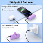 [2 Packs]Mini Portable Charger for iPhone 17/16,5500mAh LCD Display USB C Power Bank,Fast Phone Charging Travel Pocket Size Battery Pack for iPhone 17/17 Pro Max/Air/16/15 Series,Android(Pink+Purple)