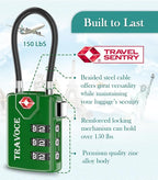 TSA Approved Luggage Locks, Travel Locks Which Also Work Great as Gym Locks, Toolbox Lock, Backpack and More 1,2,4,6 &10 pk (Army Green)