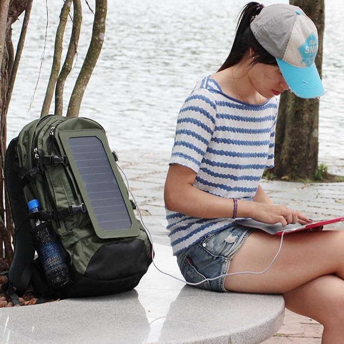Solar Backpack 7W Solar Panel Charge for Cell Phones and 5V Device Power Supply