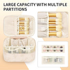 OCHEAL Makeup Bag for Women - Travel Cosmetic Organizer with Brush Slot & Divider, Large Capacity Toiletry Bag for Girls, Travel Makeup Case for everyday Make up Accessories -Beige floral