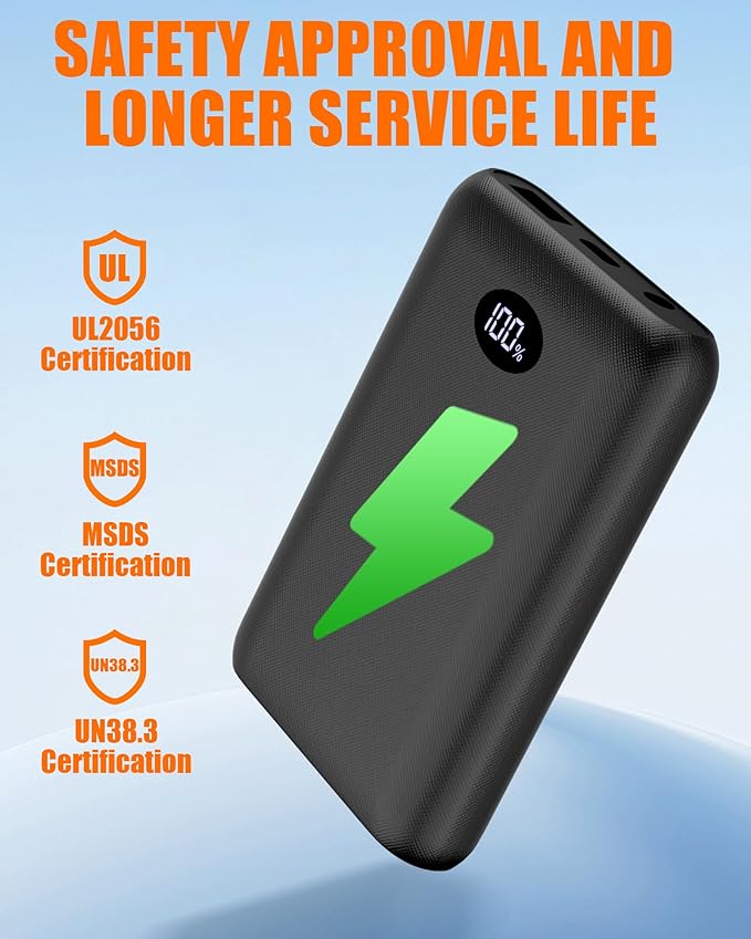 7.4V2A 10000mAh Battery Pack for Heated Vest Jacket Coat Pants and Heating Underwear, Heated Clothing Replacement Battery Pack