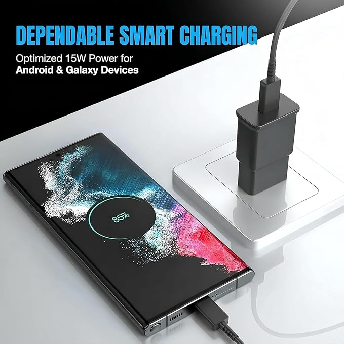 TT&C Type C Fast Charger, for Android Charger Phone USB Charging Block, USB C Cable Cord 6.6ft for Samsung Galaxy S25, S24, S23, S23+, S22, S21, S20, S10e, S9, S8, Note20, Note10, Note9, Z Fold 3/4/5