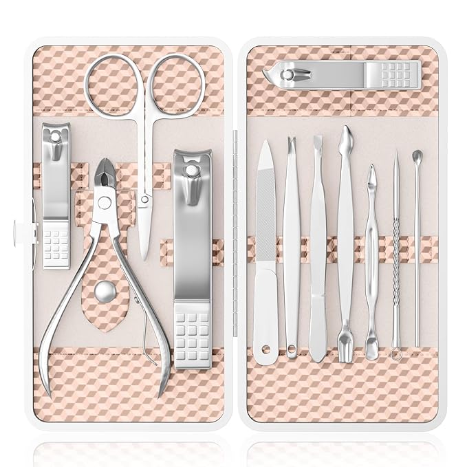ZIZZON Professional Nail Care kit Manicure Grooming Set with Travel Case(Rose Gold)