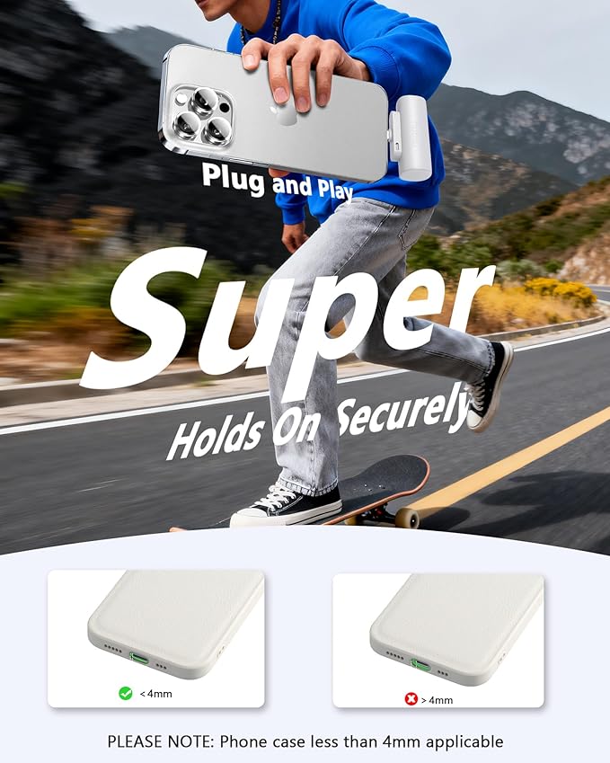 Miady 2-Pack Mini Portable Charger Built-in Connector for iPhone 14/13 Series, 5000mAh Small Power Bank 5V 2.1A Output Ultra-Compact Battery Pack Compatible with iPhone 12/11/XR etc Not for Android