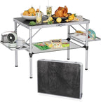 Titanker Folding Camping Table 3ft, Large Camp Table Portable with Extra Side Racks & Storage Net, Folding Picnic Table, Outdoor Patio Table, RV/Car Camping Essentials, Aluminum, Silver