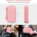 FYY Electronic Organizer, Travel Bag, Pouch, Carry Case Portable Waterproof Double Layers for Cable, Cord, Charger, Phone, Earphone Pink