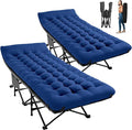 JEAREY 2-Piece Camping Cot for Sleeping 28" Extra Wide, Heavy-Duty 1200D Oxford Foliding Cots for Adults Portable with Mattress, Carry Bag for Guest, Travel, Hiking, Navy