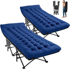 JEAREY 2-Piece Camping Cot for Sleeping 28" Extra Wide, Heavy-Duty 1200D Oxford Foliding Cots for Adults Portable with Mattress, Carry Bag for Guest, Travel, Hiking, Navy