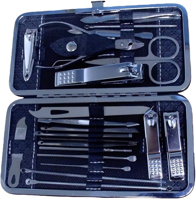 Nail Clippers Set for Men Women Parent Earpick EarpickerProfessional Manicure Set BWLSMART 21 Pieces Pedicure Kit, Nail Care and Grooming Kit with Travel Case Fingernail and Toenail Clipper Cutters