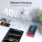 [2-Pack] 40W USB C Charger Block, 4-Port Type C Fast Charging Brick Dual PD&QC Wall Plug Adapter Power Brick for iPhone 13/14/15/16/17/Pro Max/Plus/iPad/Airpods/iwatch/Samsung Galaxy