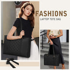 RAINSMORE Laptop Bag for Women 15.6 Inch Work Tote Bags Waterproof Leather Laptop Tote Professional Computer Briefcase