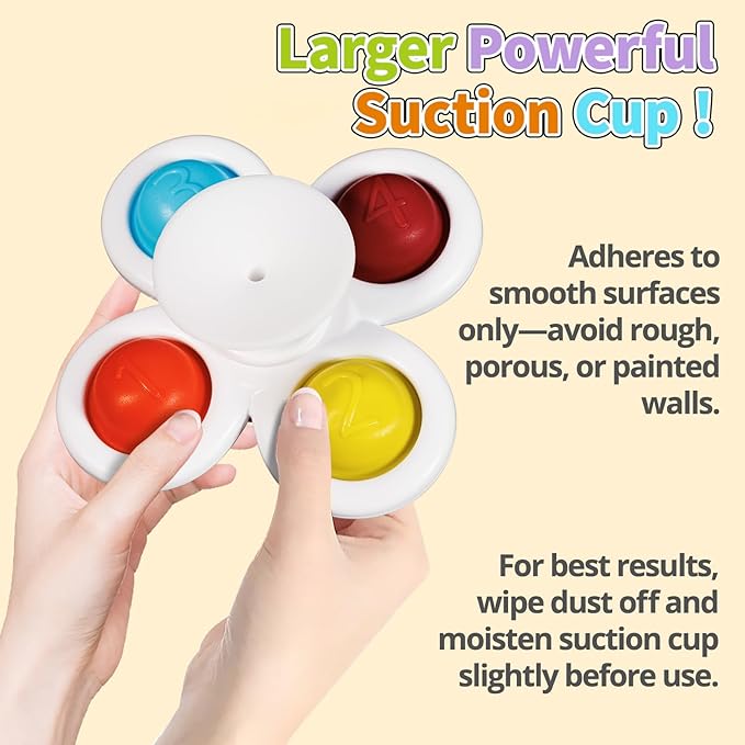 ALASOU 3PCS Pop Suction Cup Spinner Sensory Airplane Travel Toys for 1 Year Old Boy Girl Infant Toddlers|Novelty Spinning Tops 12 18 Months|1 2 Year Old Boy Birthday Gift|Baby Bath Toy Kids Ages 1-3