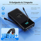 Portable Charger 40800mAh for iPhone with Built-in Cable and iWatch Charger, 25W PD Fast Charging USB C Power Bank,Travel Camping Essentials Battery Pack for iPhone 17/16/15/14/13,Android,Apple Watch