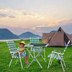 VINGLI Patio Lawn Webbed Folding Chairs Set of 4, Outdoor Beach Chair Portable Dining Chair for ir for Outdoor Yard, Garden(Green, Classic)