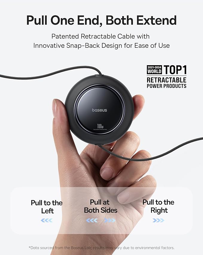 Baseus for MagSafe Portable Charger, Qi2 Certified 15W Wireless Magnetic Power Bank 10000mAh Retractable USB C Cable, 100W 2 in 1 USBC to USBC Multi Fast Charging Cable