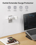 TROND Outlet Extender Surge Protector - Multi Plug Wall Outlet with 4 Grounded Sockets, 3 Way Angled Plug Adapter, 900J, Electrical Wall Splitter for Bathroom Kitchen Office, White