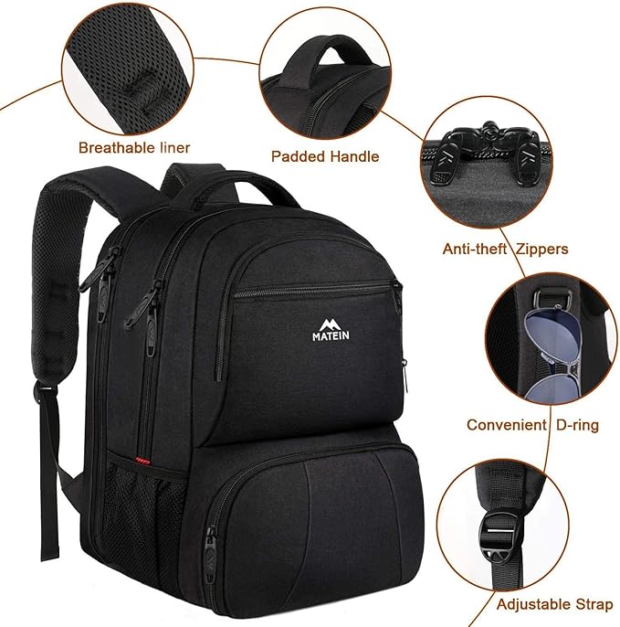 MATEIN Lunch Backpack for Men, 17 Inch Insulated Cooler Backpack with Lunch Compartment, Water Resistant Laptop Back Pack Computer Meal Prep Backpacks Mens Gifts Work Picnic College Travel
