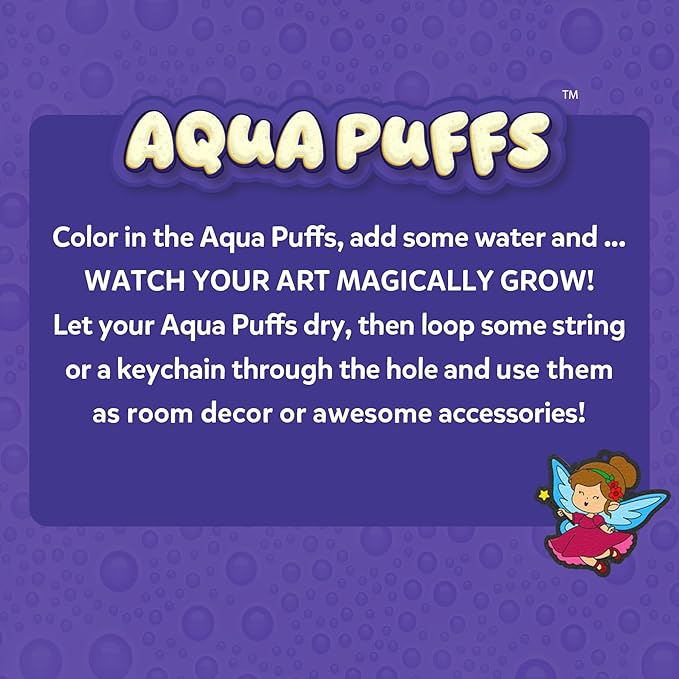 Skillmatics Aqua Puffs - 3D Art Kit, Princesses & Unicorns, Mess-Free Paint by Number Craft for Kids, DIY Color Activity, Screen-Free Fun, Best Gift for Girls & Boys Age 4, 5, 6, 7, 8, 9, 10