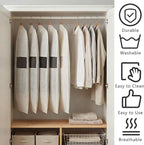 Aliceset Cotton Garment Bags for Hanging Clothes, Canvas Suit Bags for Clothes Coats Jackets Shirts Closet Storage Travel Gusseted Hanging Garment Cover(6 Pcs,32 Inches)