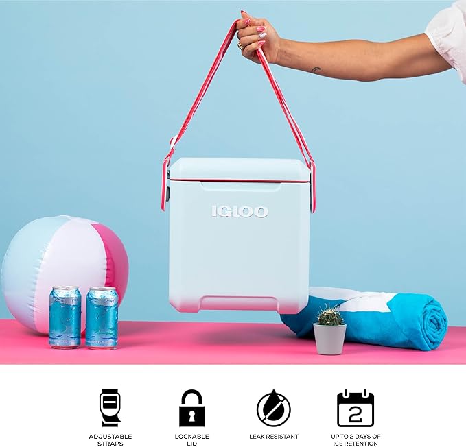 Igloo Tag Along Too Coolers | Insulated Hard Shell Picnic Style Cooler | Rolling Ice Chest