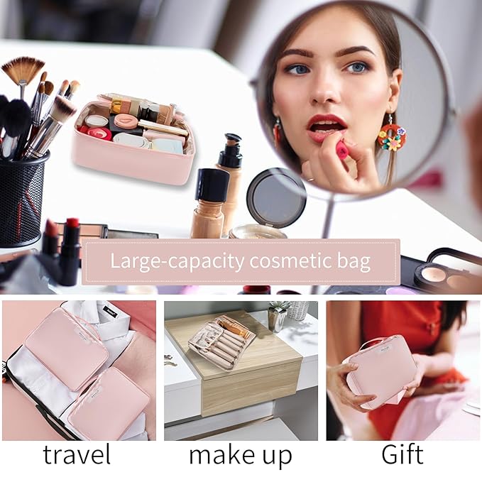 Queboom Travel Makeup Bag Cosmetic Bag Makeup Bag Toiletry bag for women and men(Pink)