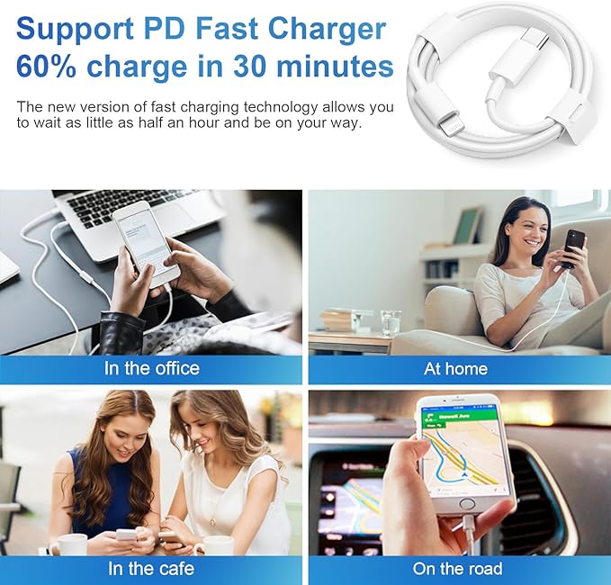 10FT iPhone 14 13 12 Charger Fast Charging 20W PD USB C Wall Charger with 10FT Fast Charging Cable Compatible iPhone 14/13/12/11/Pro/Pro Max/Mini/Xs Max/XR/X, iPad