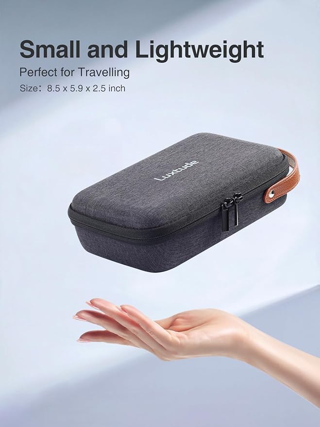 Luxtude Electronic Organizer Travel Case, Portable Tech Organizers, Hard Shell Zipper Case for Electronics, Travel Essentials, Black (External Size 8.5 x 5.9 x 2.5 Inch)